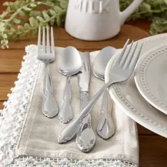 RiverRidge Rose Flatware 46pc Non-Monogrammed Stainless Steel Silverware Set for 8