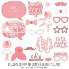 Big Dot of Happiness Tutu Cute Ballerina - Ballet Birthday Party or Baby Shower Photo Booth Props Kit - 20 Count