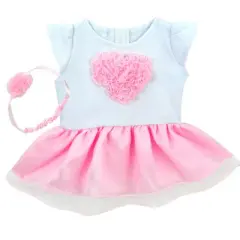 Sophia&rsquo;s Heart Dress and Headband Outfit for 15'' Dolls, White/Pink