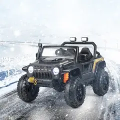 Costway 12V 10AH Parent-Child Ride On Truck Car Remote Trunk w/ LED Light & Music Red\Black\Pink