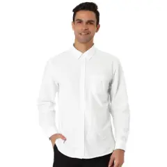 Lars Amadeus Men's Classic Regular Fit Long Sleeve Solid Color Point Collar Pockets Button Down Corduroy Shirts