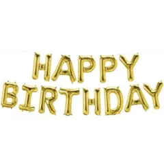 LOONBALLOON 30 x 82 Inch Air-Fill Balloon Kit HAPPY BIRTHDAY Gold &ndash; Elegant Party Decoration