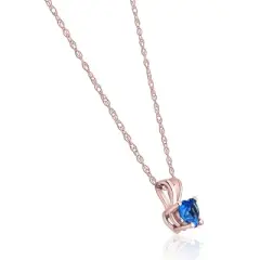 Pompeii3 Women's 1/2ct Blue Heart Shape Sapphire Pendent Rose Gold 18" Chain Necklace