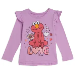 Sesame Street Elmo Girls 2 Pack Peplum Long Sleeve T-Shirts Little Kid