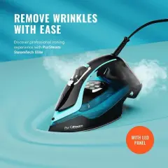 PurSteam SteamTech Elite 1750W Steam Iron, Digital Temp Control & LED Display, Ceramic Soleplate