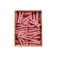 JAM Paper Wood Clip Clothespins Medium 1 1/8 Inch Pink Clothes Pins 2 Packs of 50 (230726778A)