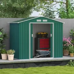 Outsunny Metal Storage Shed Organizer, Garden Tool House with Vents and Sliding Doors for Backyard, Patio, Garage, Lawn