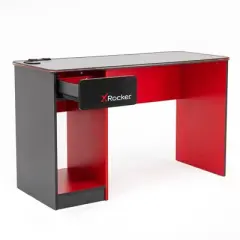 Carbon-Tek Gaming Desk with LED Gray/Red - X Rocker
