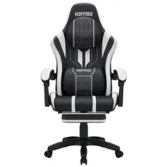 Hoffree Extra Large Massage Gaming Chair Ergonomic Office PC Chair with Footrest & Adjustable