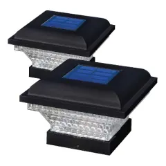 Home Zone Security&reg; Outdoor Solar Post Cap Lights for 3.5-In. x 3.5-In. and 4-In. x 4-In. Posts, 2 Pack