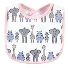 Hudson Baby Infant Girl Cotton Bibs 5pk, Pink Safari, One Size