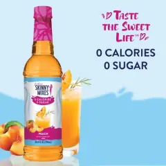 Jordan's Skinny Mixes Peach Sugar Free Fruit Flavored Water Enhancer Syrup for Drink Mix Iced Tea Lemonade and More - 25.4 fl oz