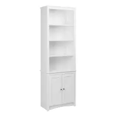 80" 2 Shaker with Tall Bookshelf Doors White - Prepac