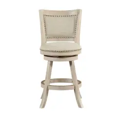 Curved Back Wooden Swivel Counter Stool with Nailhead Trim Gray - Benzara