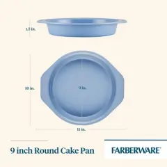 Farberware Easy Solutions 9" Nonstick Bakeware Round Cake Pan Blue: Steel Baking Pan, Dishwasher-Safe, Lifetime Warranty