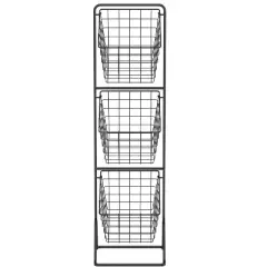 Oceanstar 3-Tier Metal Wire Storage Basket Stand with Removable Baskets &ndash; Black