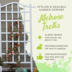 Dura-Trel Melrose 35 x 75 Inch Indoor Outdoor Garden Trellis Plant Support for Vines and Climbing Plants, Flowers, and Vegetables, White