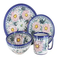 Blue Rose Polish Pottery Vena Dinnerware (4 PC)