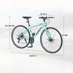 INFURNIC Bicycles, 27.5 Inch Road Bike for Women and Men, 7 Speed Road Bike, Green, 64.57"*25.19"*37.79"
