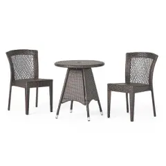 Christopher&nbsp;Knight&nbsp;Home Candice 3 Piece Patio Bistro Dining Furniture Set with Stackable Chairs