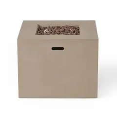 31-Inch Square Outdoor Fire Pit With Built-In Propane Tank Storage And Lightweight Concrete Design