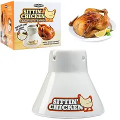 Chef's Choice Ceramic Steamer Beer Can Chicken Roaster- Sittin' Chicken Marinade Barbecue Cooker- Non-Stick Vertical Poultry Steamer Accessory