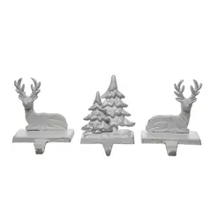 Transpac Iron Reindeer Stocking Holder Set of 3 Christmas Home Decorations for Holiday Cheer