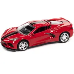 2020 Chevrolet Corvette C8 Stingray Torch Red w/Twin Black Stripes Ltd Ed to 15702 pcs 1/64 Diecast Model Car by Auto World