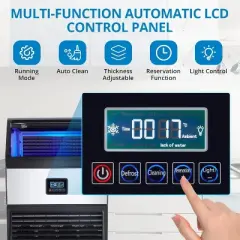 Acekool Commercial Ice Maker Machine, 200Lbs/24H with 65Lbs Storage, Stainless Steel,Auto Clean, 90 Cubes in 11-18 Mins with Water Filter