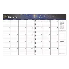 House of Doolittle Recycled Stargazer Monthly Planner 13-Month December 2025 to December 2026 Stargazer Artwork Black Cover 11 x 7