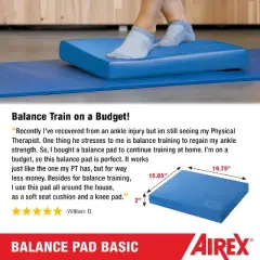 AIREX Balance Pad Basic &ndash; Stability Trainer for Balance, Stretching, Physical Therapy, Exercise Non-Slip Closed Cell Foam Premium Balance Pad, Blue