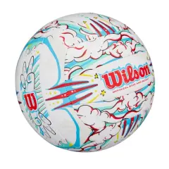 Wilson Graffiti Peace Volleyball - White/Blue: Foam Fill, TPU Shell, Ages 13+