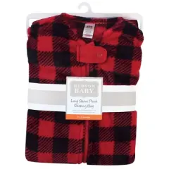 Hudson Baby Infant Plush Sleeping Bag, Sack, Blanket, Buffalo Plaid Long-Sleeve