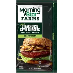 MorningStar Farms Frozen Plant Based Veggie Burgers Steakhouse Style - 16oz/4ct