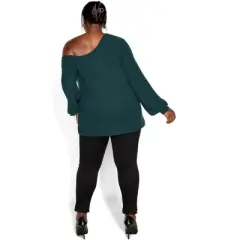Women's Plus Size Shoulder Lust Top - emerald | CITY CHIC