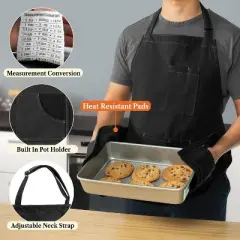 OPUX Chef Apron for Adults, Kitchen Textiles with Pockets, Large Unisex Canvas Wearable Cloth for Cooking Grilling BBQ Baking