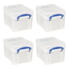 Really Useful Box 3 Liter Plastic Snap Lid Storage Bin for Music Storage, Office and General Home Organization, 12 Pack, Clear