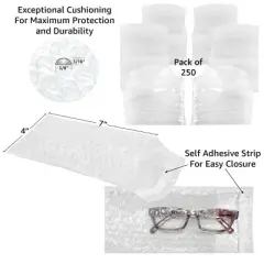 UOFFICE 250 Bubble Out Bags 4" x 7.5" - #2 Self-Sealing  Pouches