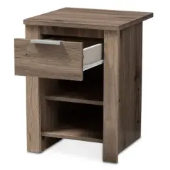 Laverne Modern and Contemporary Oak Finished 1 Drawer Nightstand Brown - Baxton Studio