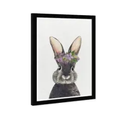 15" x 21" Floral Bunny Animals Framed Art Print - Wynwood Studio
