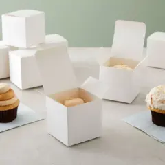 100 White Gift Box Wrapping Paper Container w/ Lid for Party Wedding Favor 3x3x3