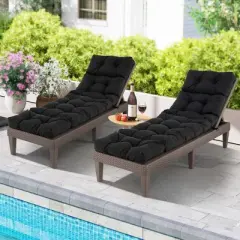 Costway 2 PCS 73" Lounge Chaise Cushion Padded Recliner Cushion Indoor Outdoor Black/Dark Orange/Gray/Orange/Brown/Beige