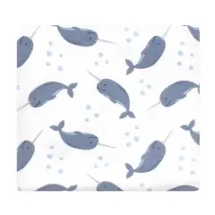 Hudson Baby Infant Boy Cotton Flannel Receiving Blankets, Narwhal, One Size