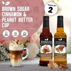 Syruvia Coffee Flavors Variety Pack: Brown Sugar Cinnamon & Peanut Butter Cup 25.4 fl oz Syrup