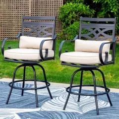 5pc Outdoor Set with Swivel Stools with Cushions & Metal Table - Captiva Designs