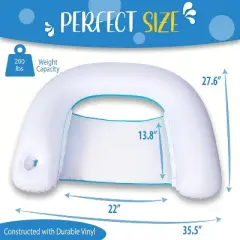 Zone Tech Inflatable Chairs - 2 Pool Floating Chairs  for Adults Perfect for Family, Party, Beach Set Blue/White