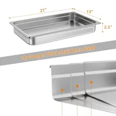 6 Pack Full Size Food Pan, Deep Commercial Catering Hotel Pans, NSF Certified, Stainless Steel Anti-Jamming Steam Table Pan