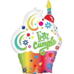 LoonBalloon 34 Inch "Feliz Cumplea&ntilde;os" Dots Balloon with 4 latex balloons- Festive & Unique