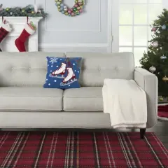 Mina Victory Home For The Holiday Ice Skates 18" x 18" Multicolor Indoor Throw Pillow