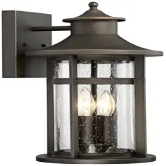 Minka Lavery Modern Outdoor Wall Light Fixture Oil Rubbed Bronze 17 3/4" Seeded Glass for Post Exterior Barn Deck Porch Yard Patio